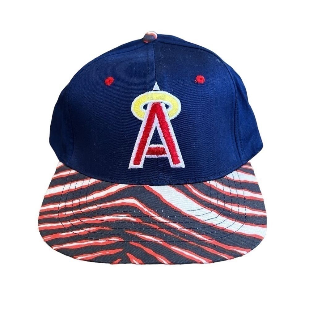 Vintage 80s Anaheim Angels Tiger Stipe Brim Cotton Twill Adjustable Snapback Hat